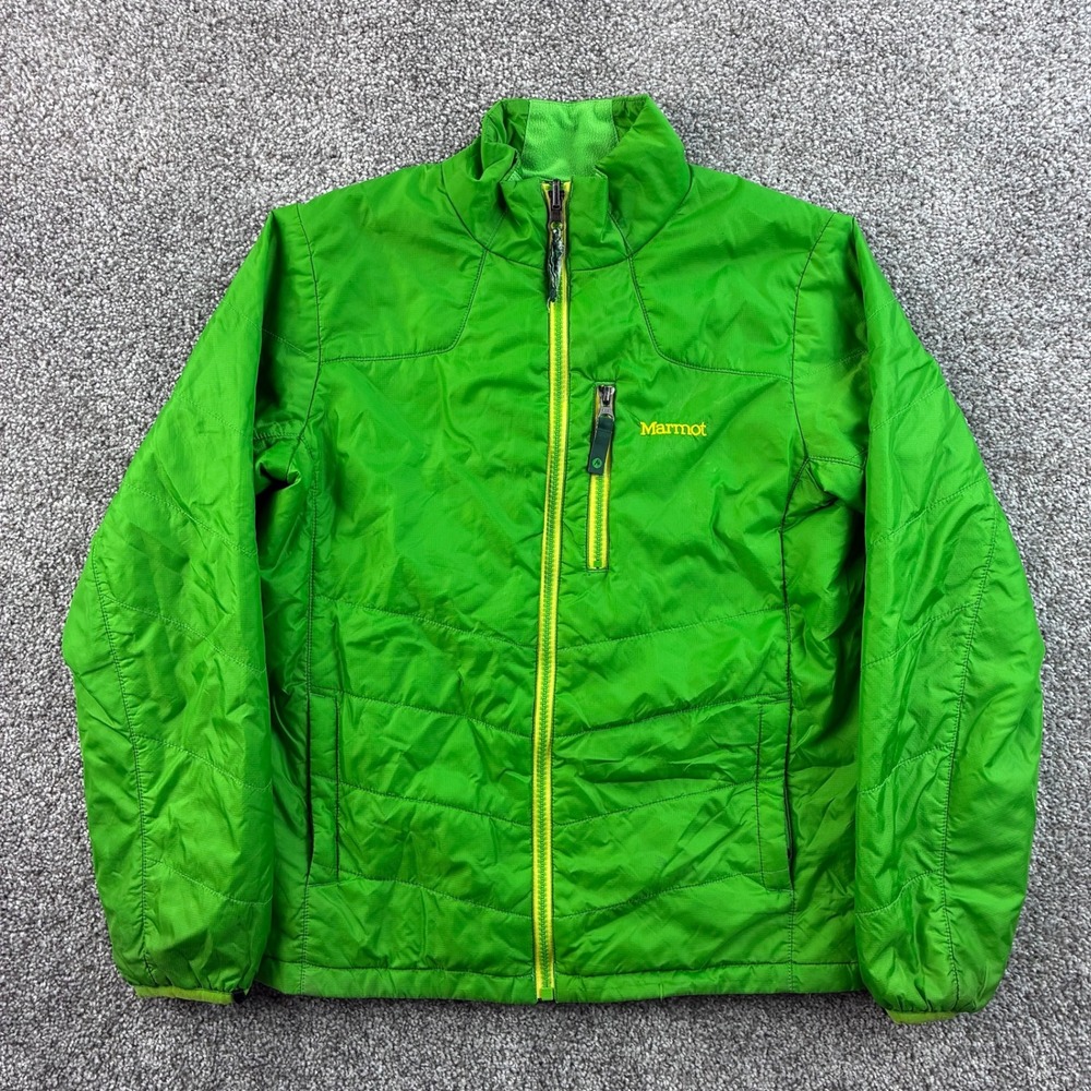 Marmot Quilted Puffer Jacket Kids Large Green Full Zip Lightweight Outdoor